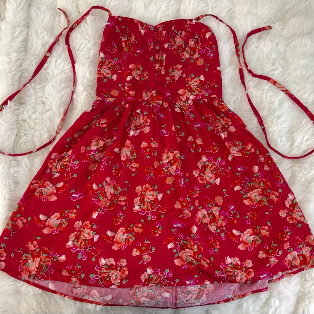 Floral Red Dress